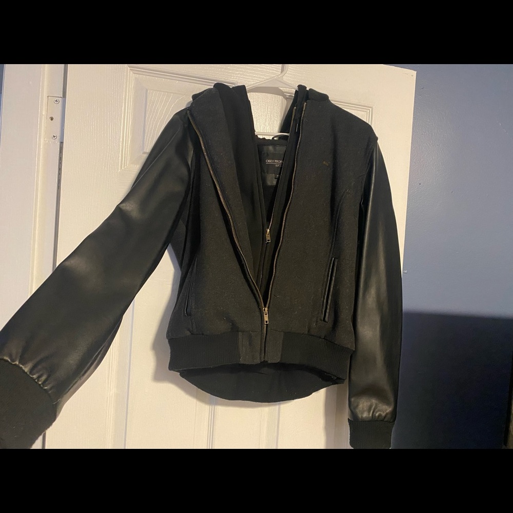 Obey Propaganda dual layer jacket with hood. Size large.